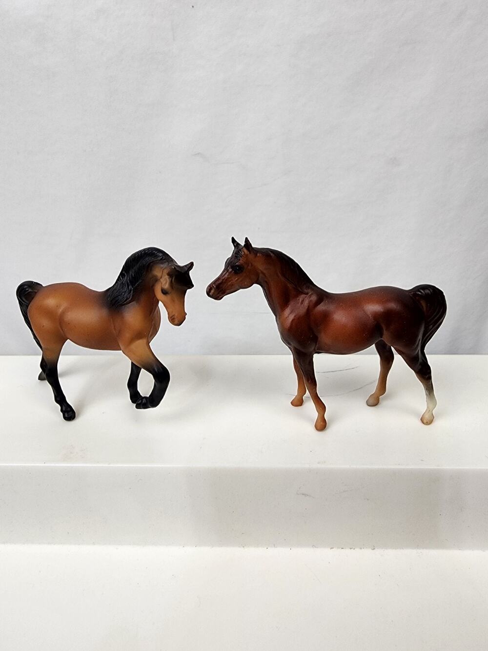 Two 1975 Breyer Molding Co. 3" Mini Horses Chestnut & Black Brown Excellent Cond